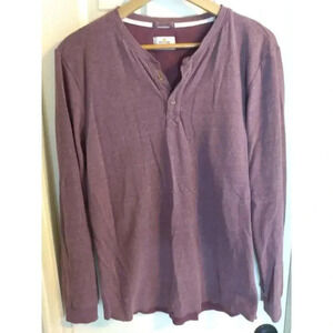 Marine Layer Marge Henley Long Sleeve Maroon Sz L Pit To Pit 21" Length 30